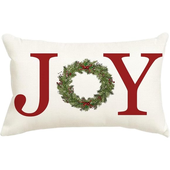 12X20 Joy Red Throw Pillows Holiday Party Decoration - Picture 1 of 7